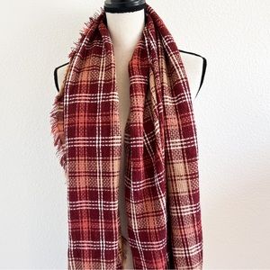 Treasure & Bond Plaid Fringe Scarf